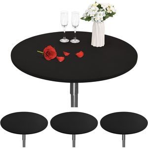 4 Pack Fitted Table Cover Round Tables Black Spandex Elastic Fits 40''- 44''